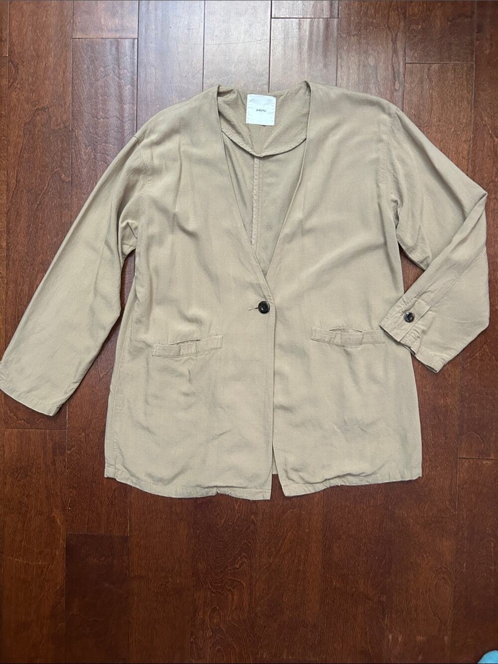 Avecmoi Relaxed Taupe Women's Single-Button Blazer Size Large